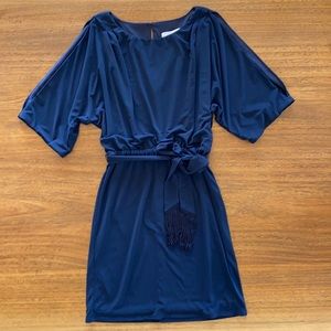 Jessica Simpson Navy Cold Shoulder Dress Tie Waist